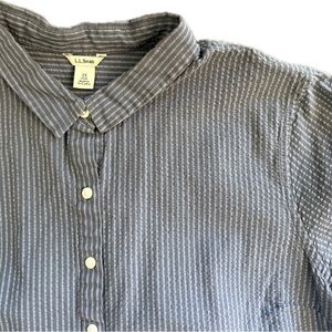 L.L. Bean Blue Seersucker pop over Shirt